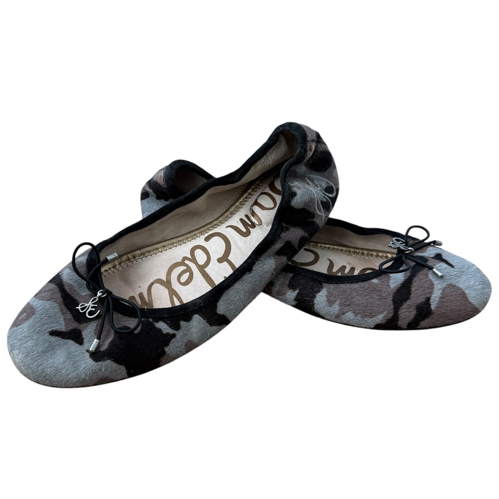 Sam Edelman Felicia Ballet Flats Calf Hair Camo Print 7 Gray